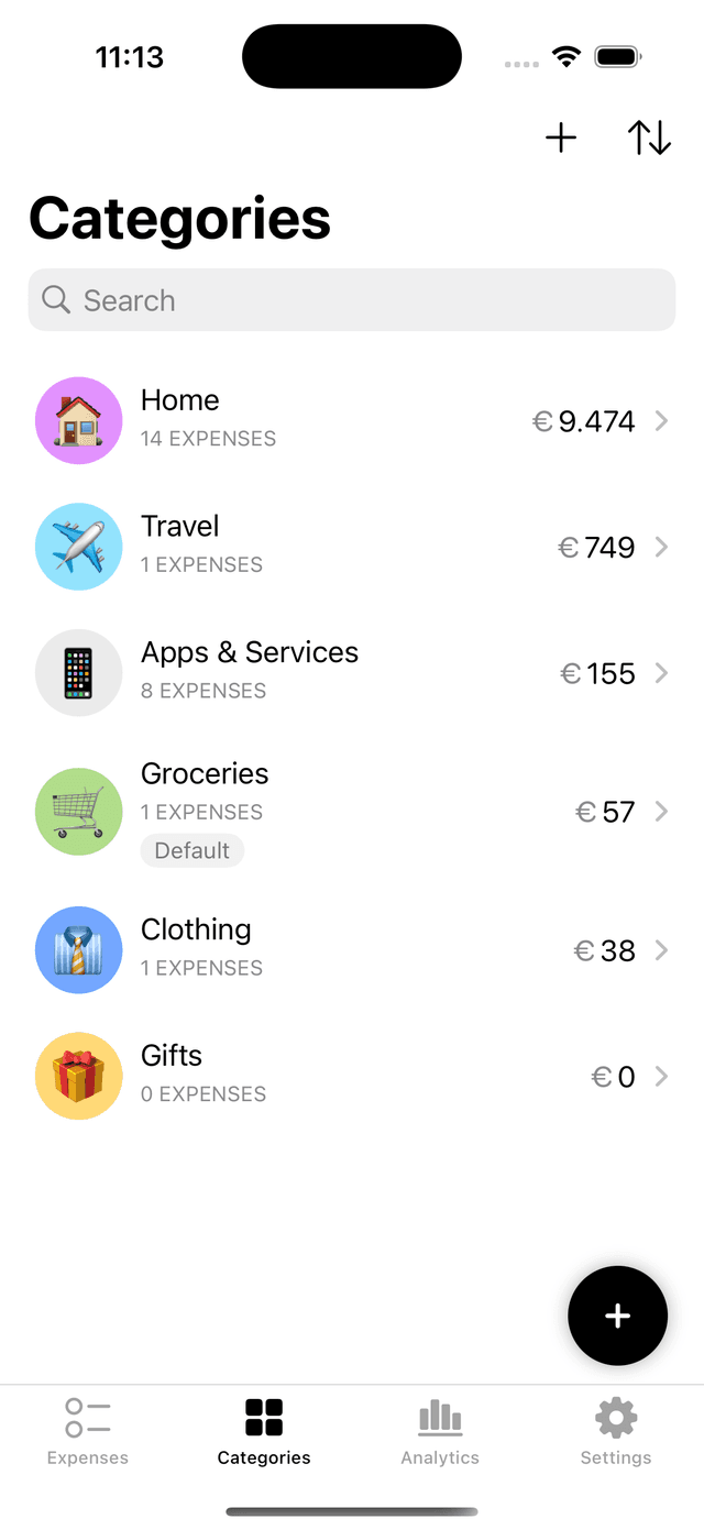 Expenses list