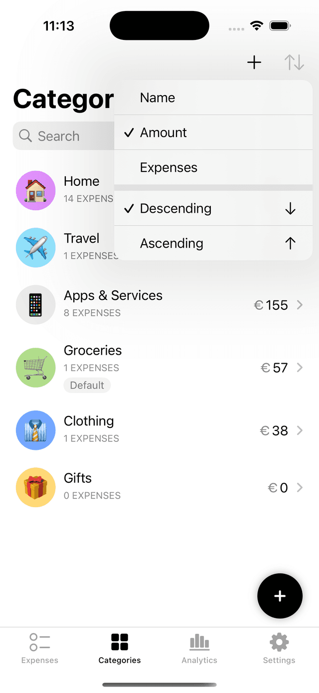 Expenses list